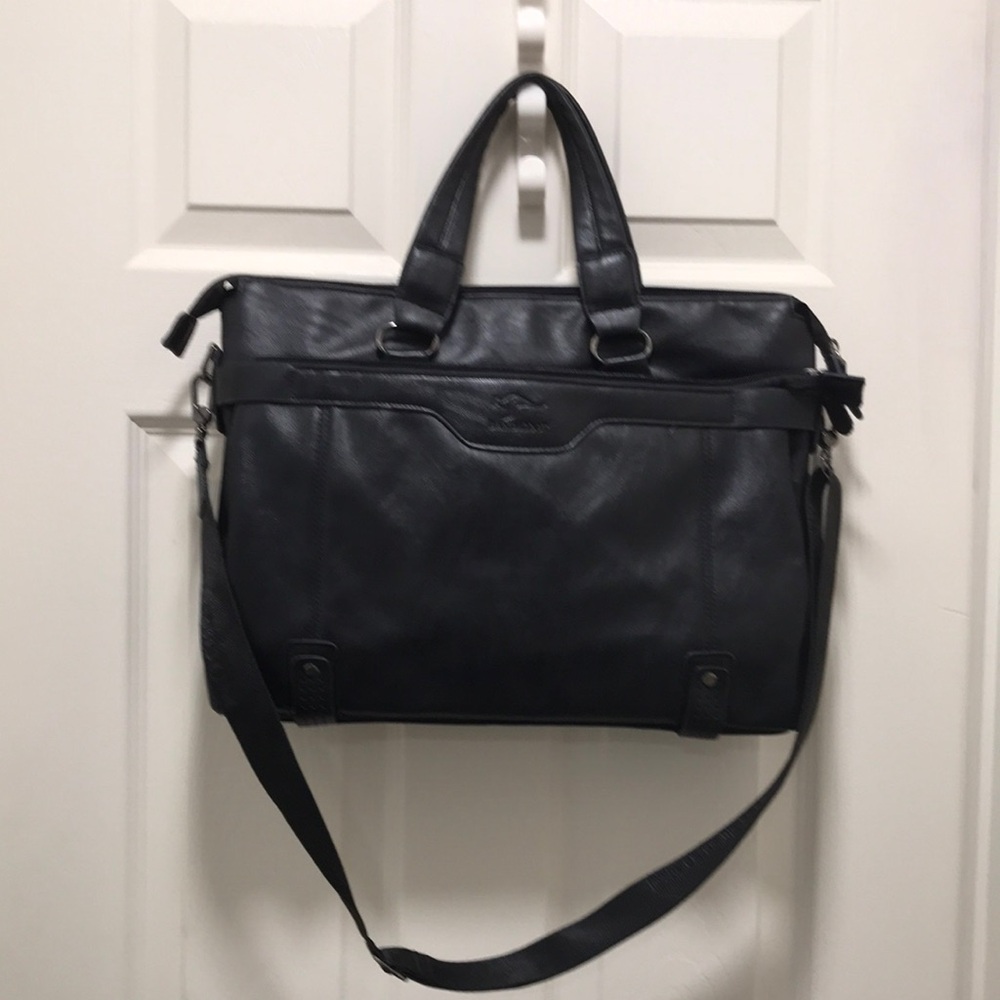 Elegant Black Leather Laptop Bag for Men